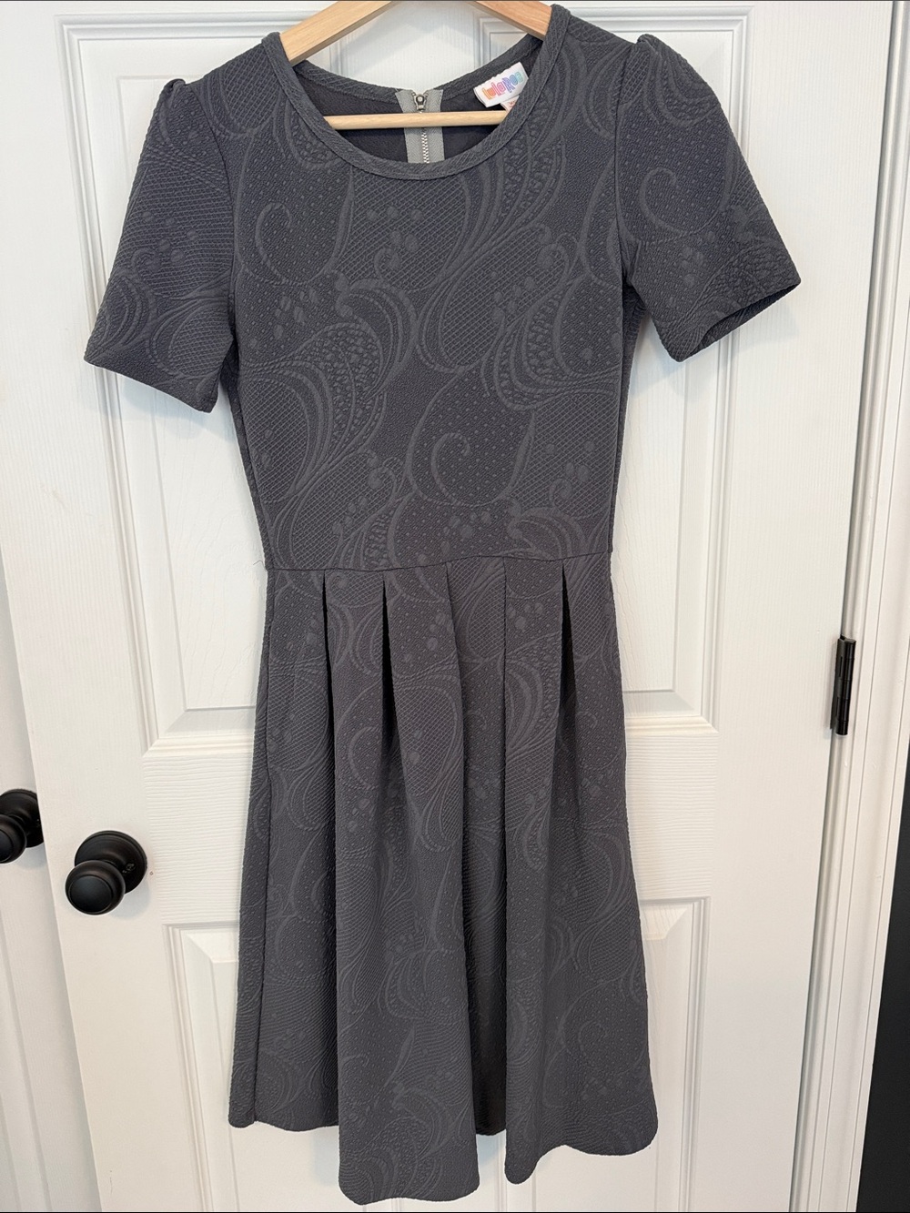 LuLaRoe Charcoal Textured Fit & Flare Midi Dress